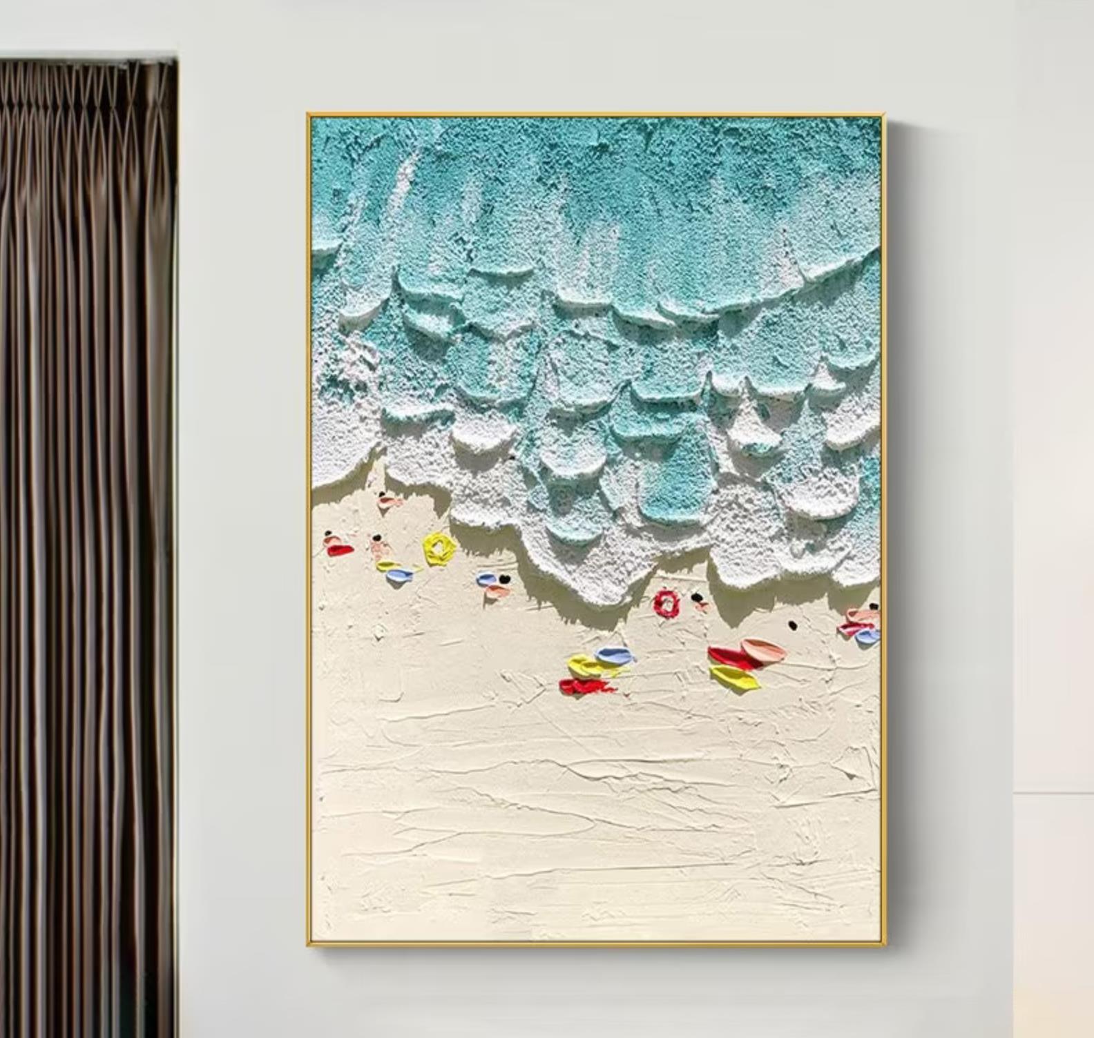 Summer Seaside Wellen Wandkunst Minimalismusus Textur Ölgemälde